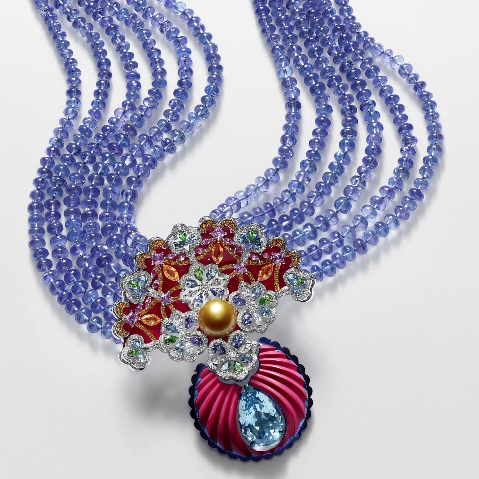 Chopard tanzanite and aquamarine necklace from Red Carpet collection 2018