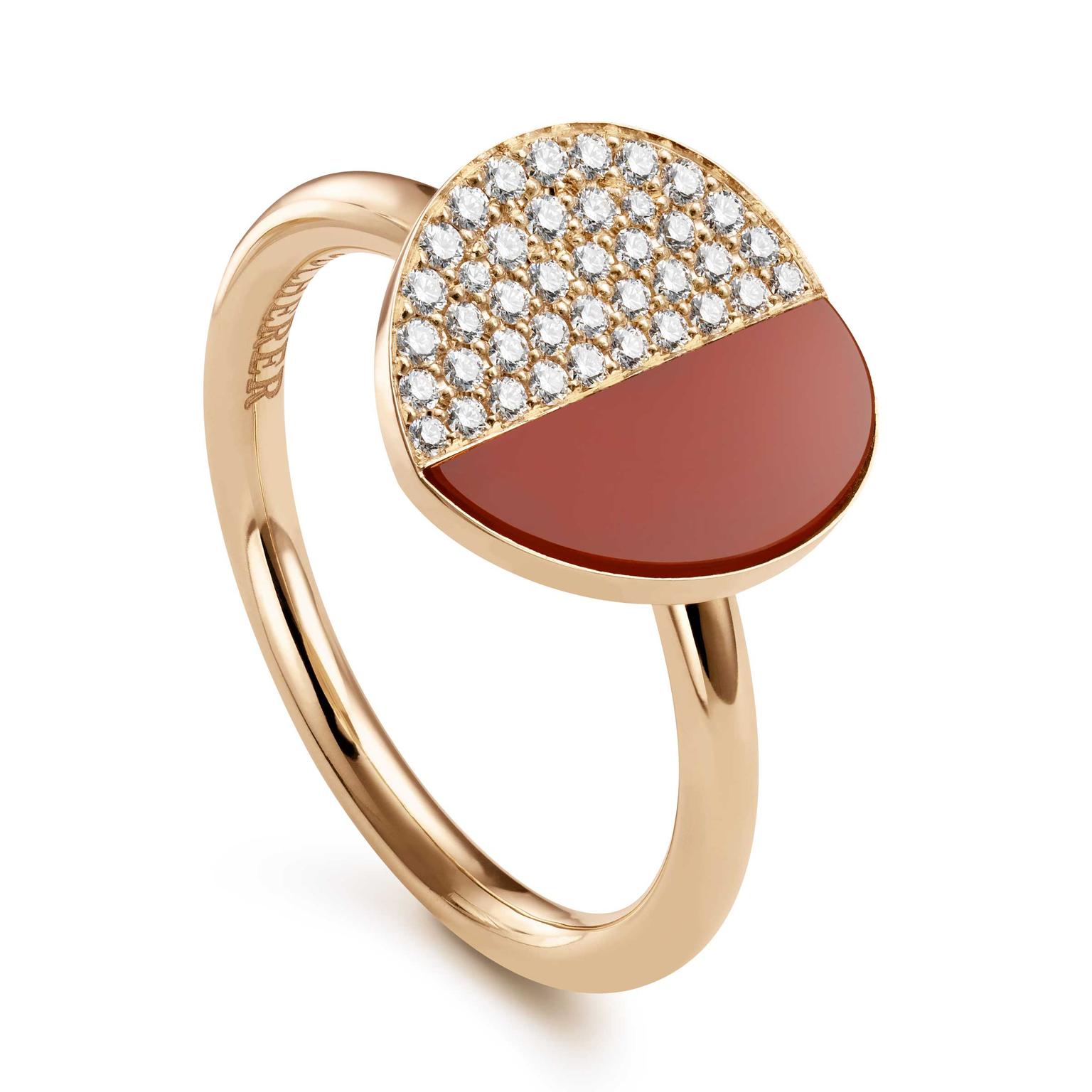 Bucherer B Dimension ring with diamonds and carnelian in rose gold Price £1450