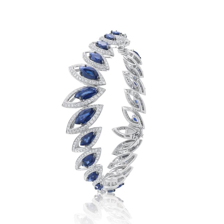 Niquesa Petali d'Amore blue sapphire and diamond bracelet