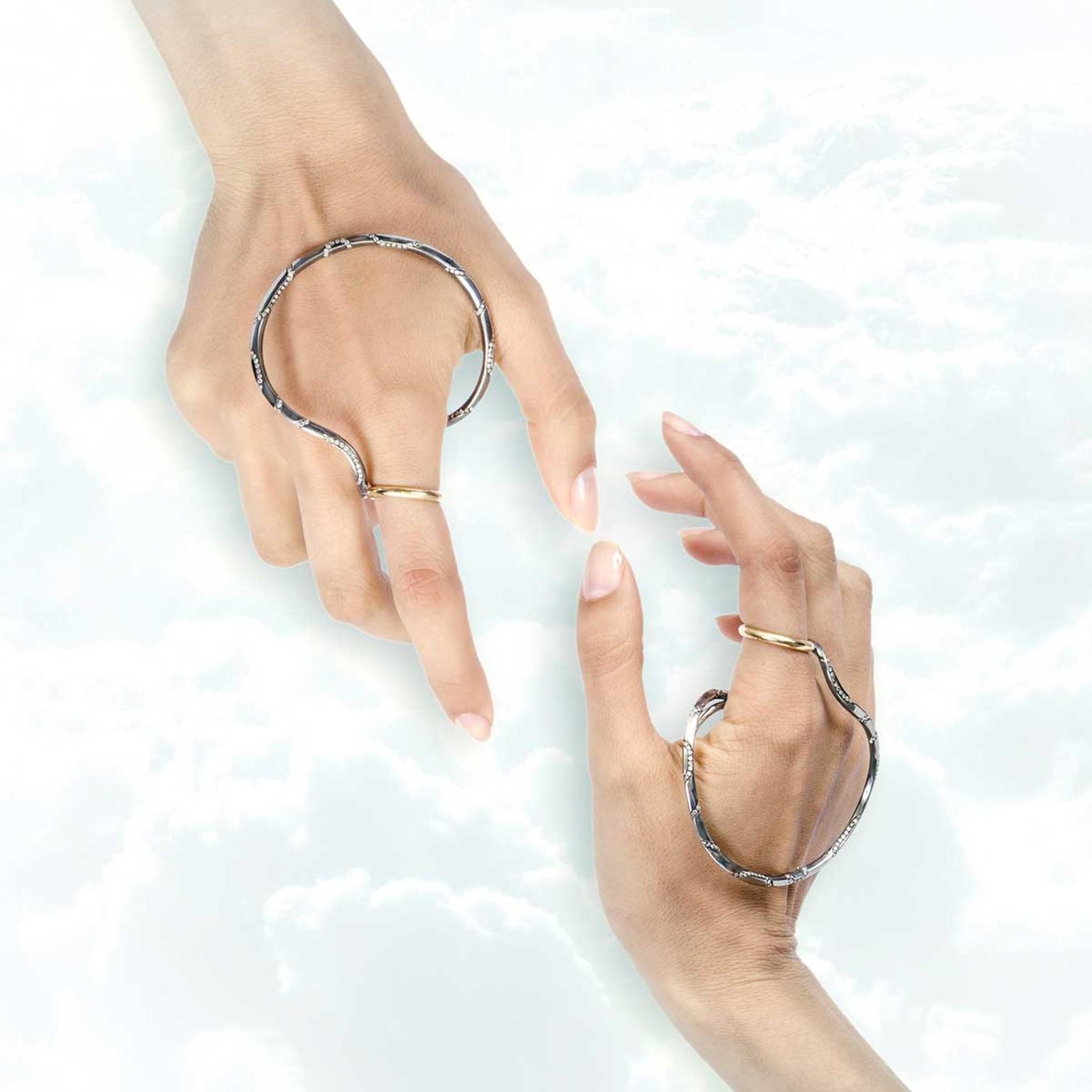 Gaelle Khouri Soft Deconstruction Encircle ring/hand jewel