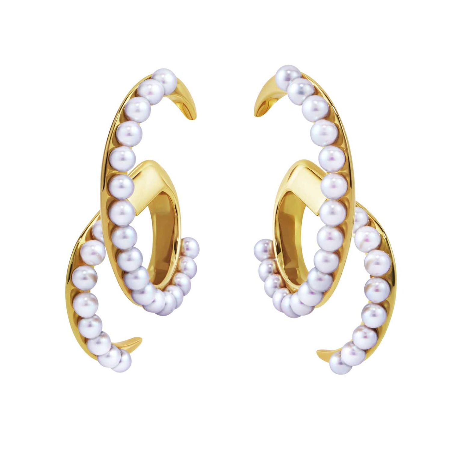 Tasaki Atelier Surge Akoya pearl and gold earrings