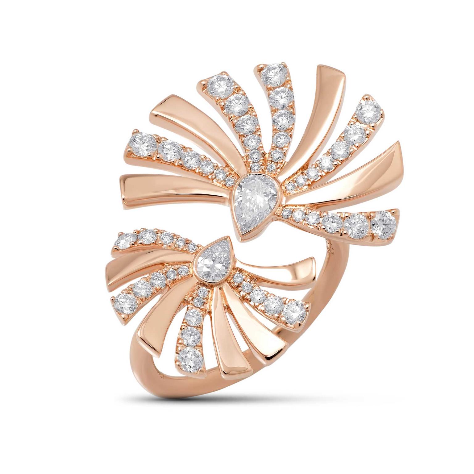 Stenzhorn Persuasion double ring in gold and diamonds