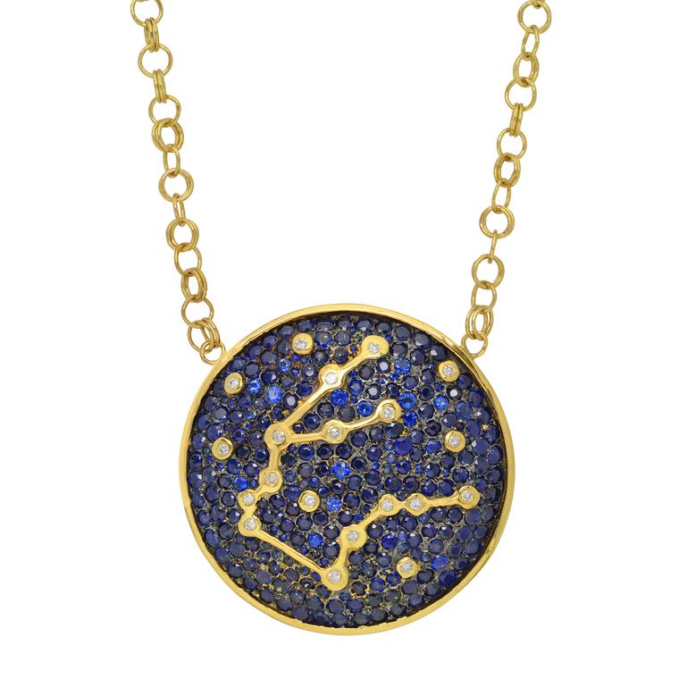 Zodiac Aquarius sapphire pendant