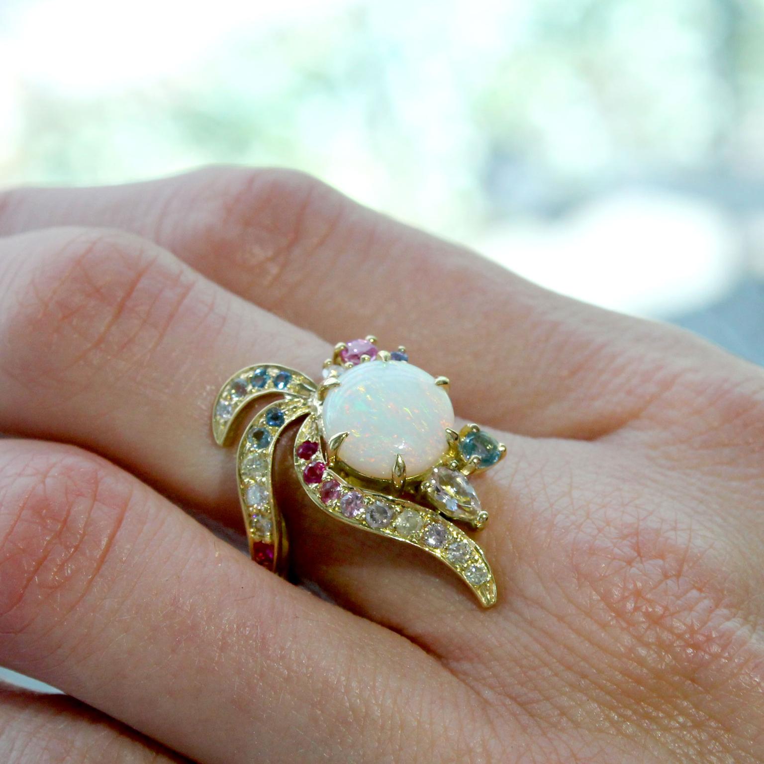 Dalia Daou Phoenix collection white opal ring