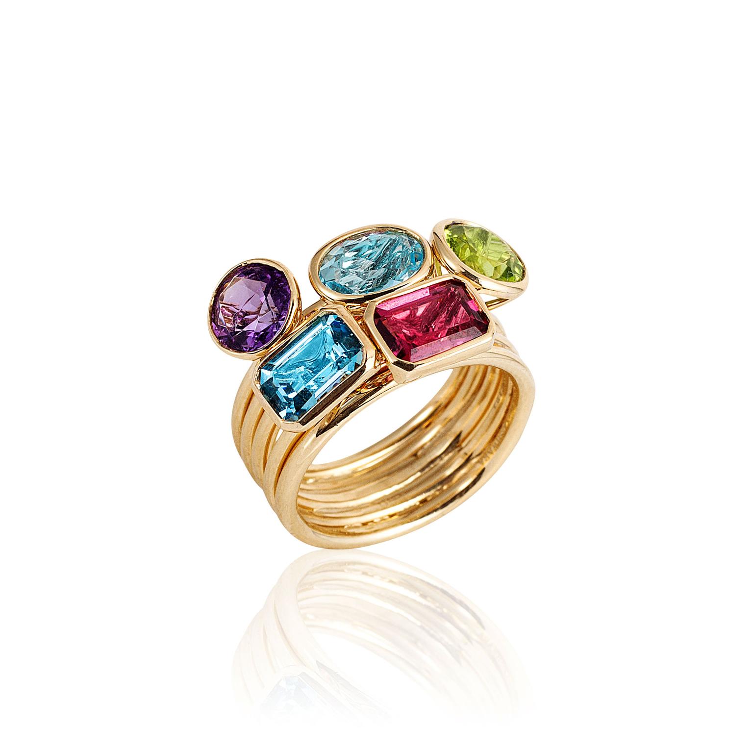 Goshwara multicoloured gemstone ring