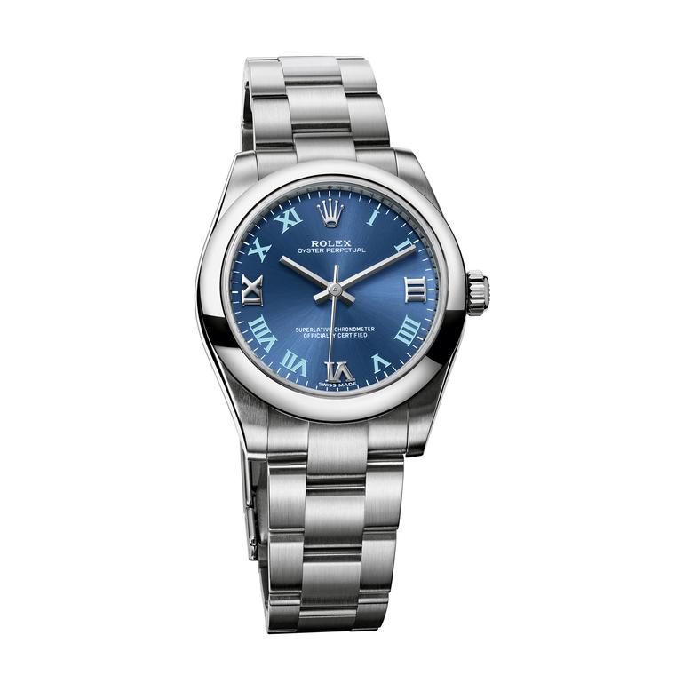 ladies rolex oyster perpetual blue dial