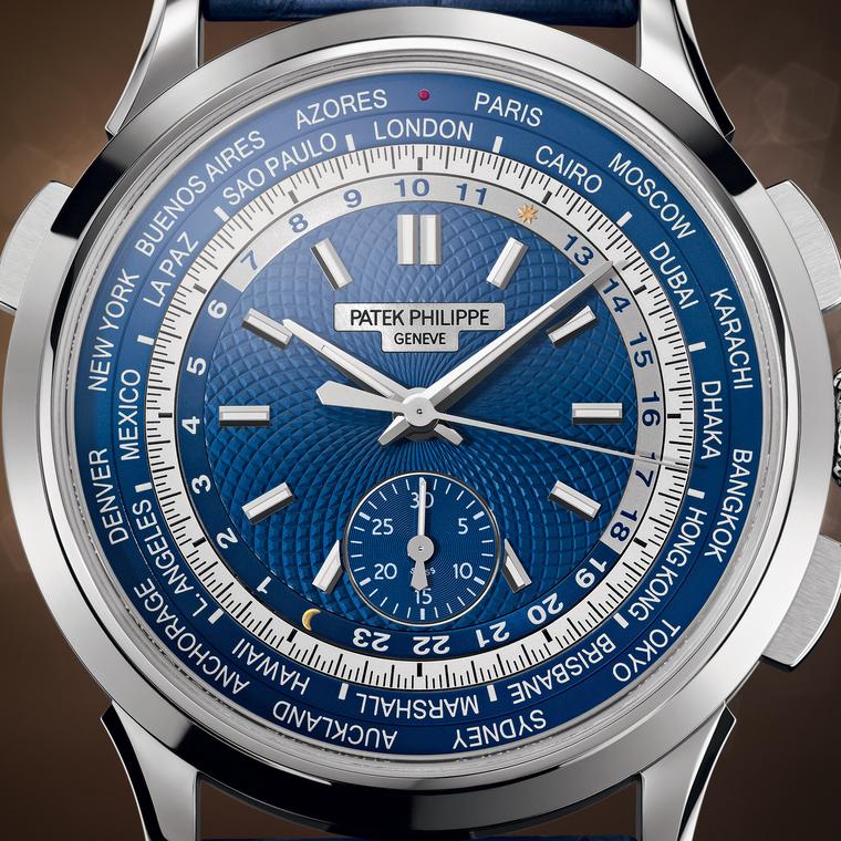Patek Philippe World Time Chronograph blue watch