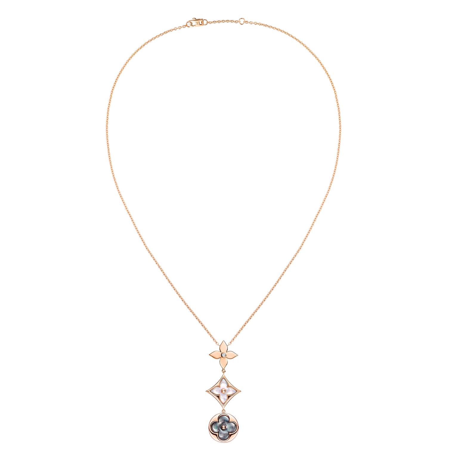 Louis Vuitton jewellery necklace in white and grey mother-of-pearl