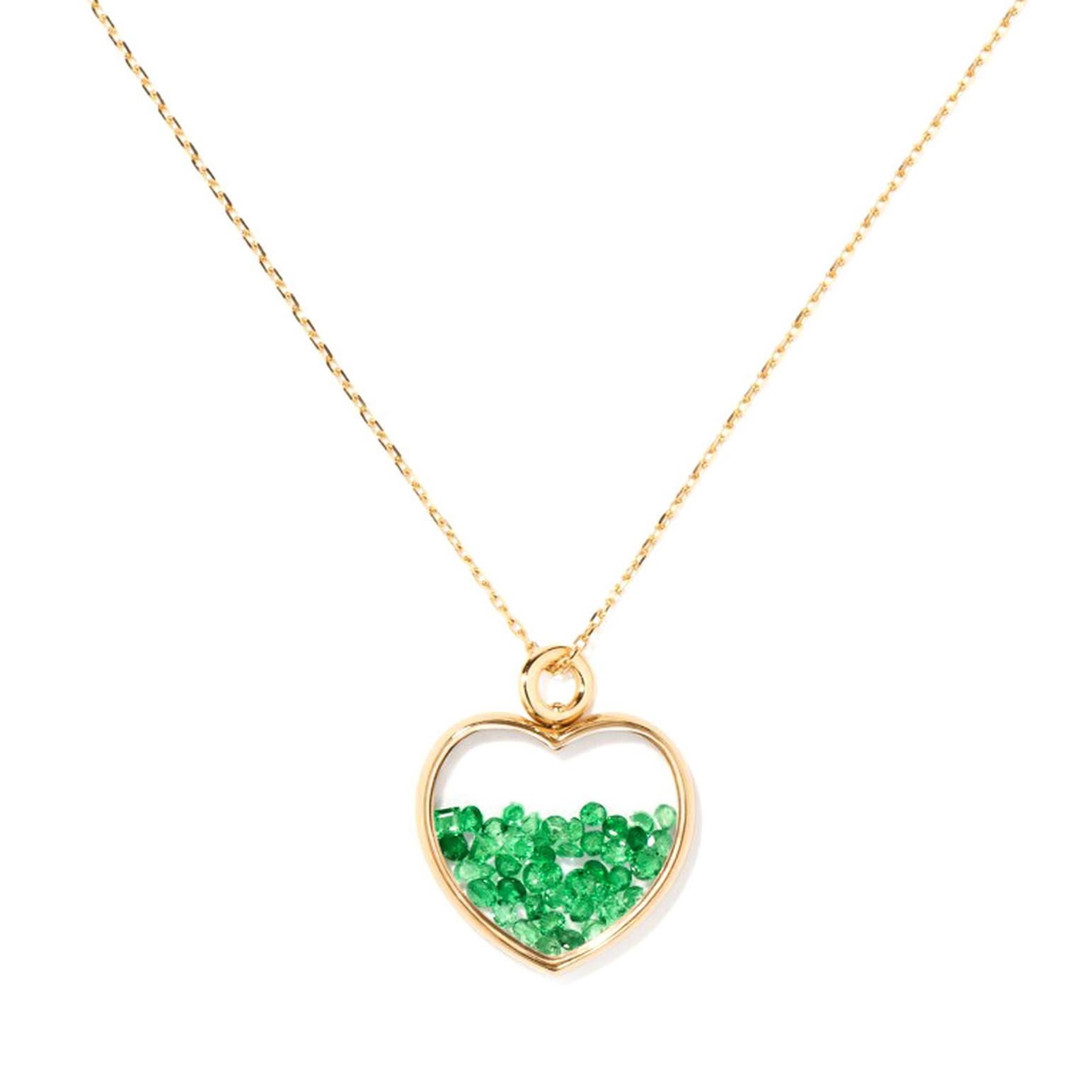 Aurelie Bidermann Emerald Baby Heart Chivor necklace