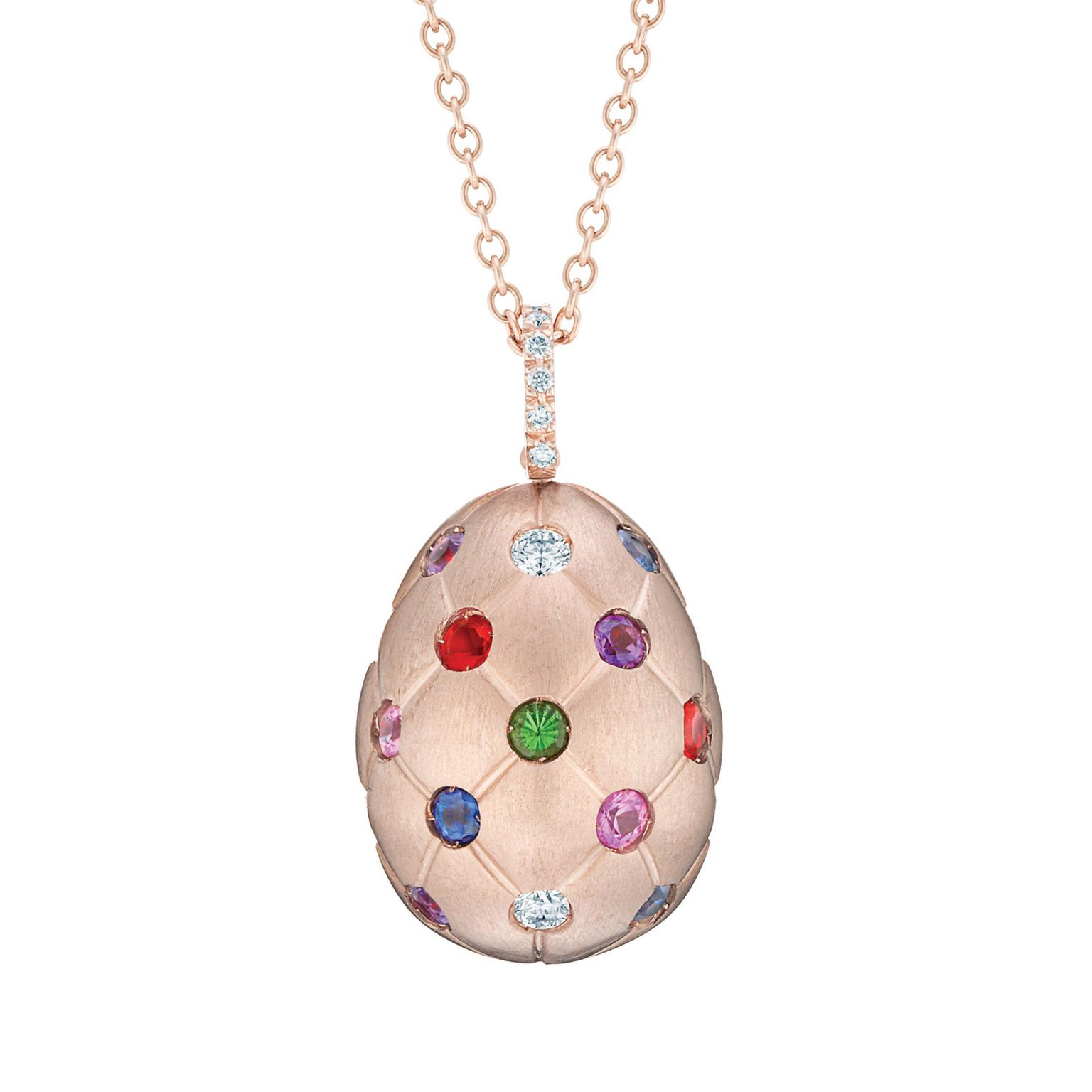 Faberge Treillage multicoloured pendant in rose gold