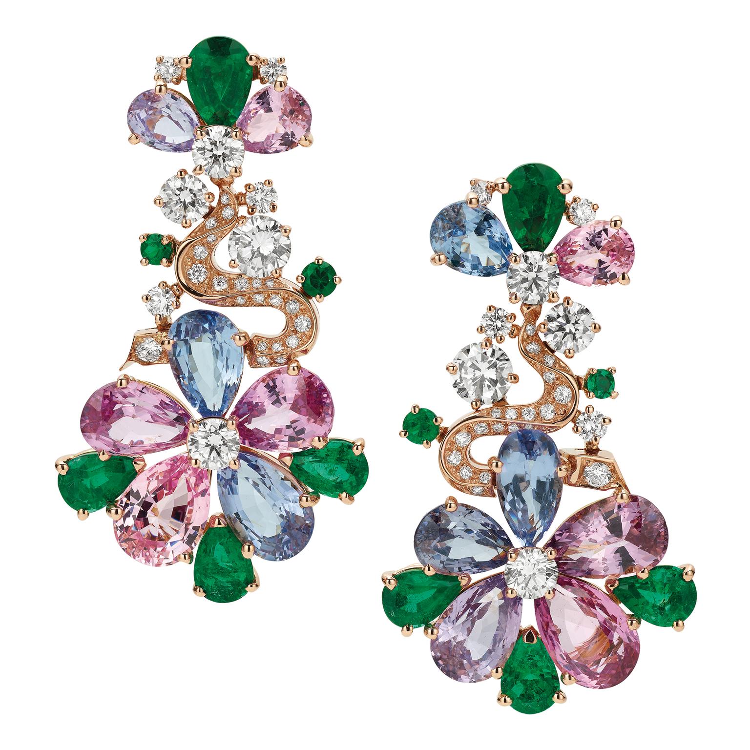 Bulgari spinel, emerald and diamond earrings