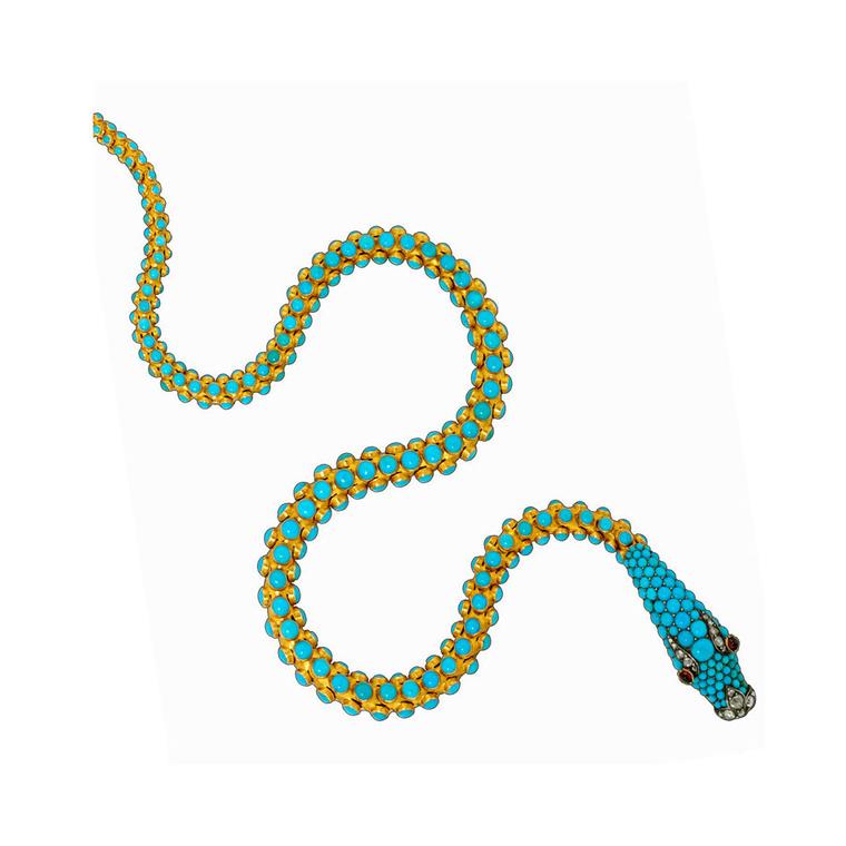 Bentley & Skinner Victorian turquoise snake necklace