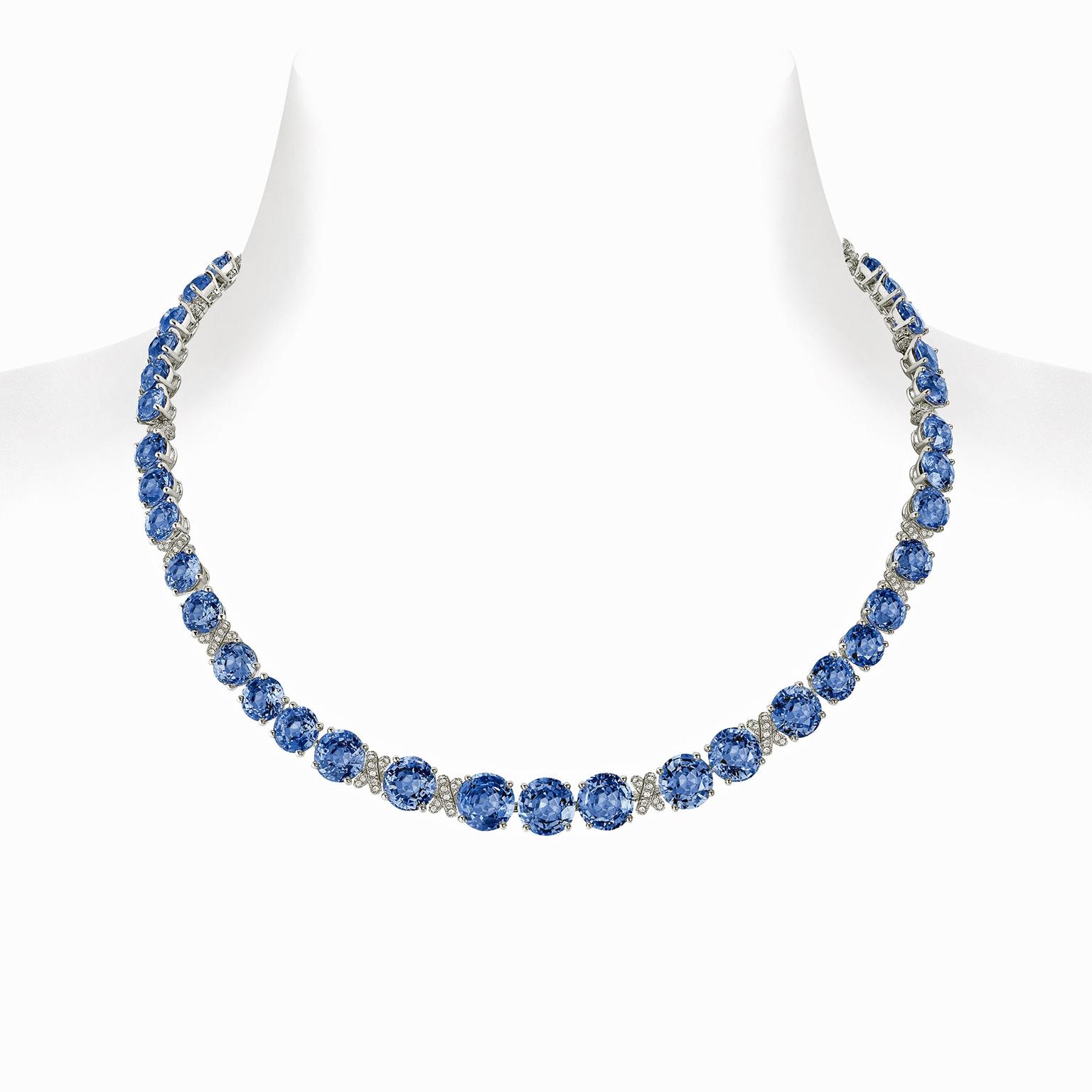 Chaumet Liens high jewellery necklace set with 34 Ceylon sapphires