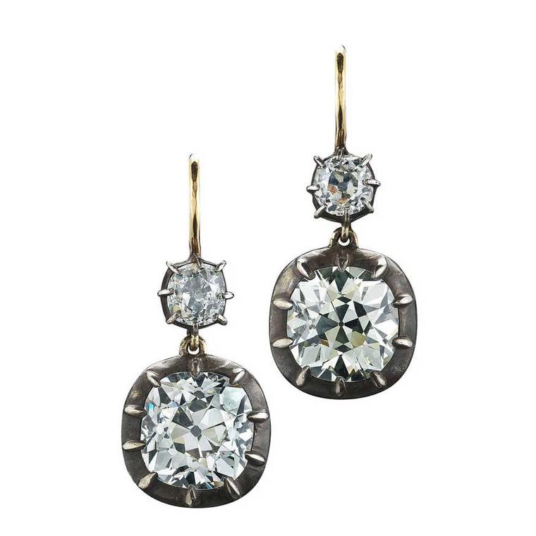 Fred Leighton double drop antique diamond earrings