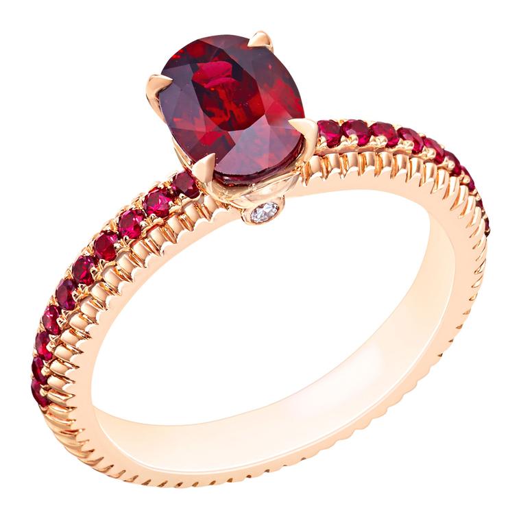 Fabergé ruby fluted engagement ring