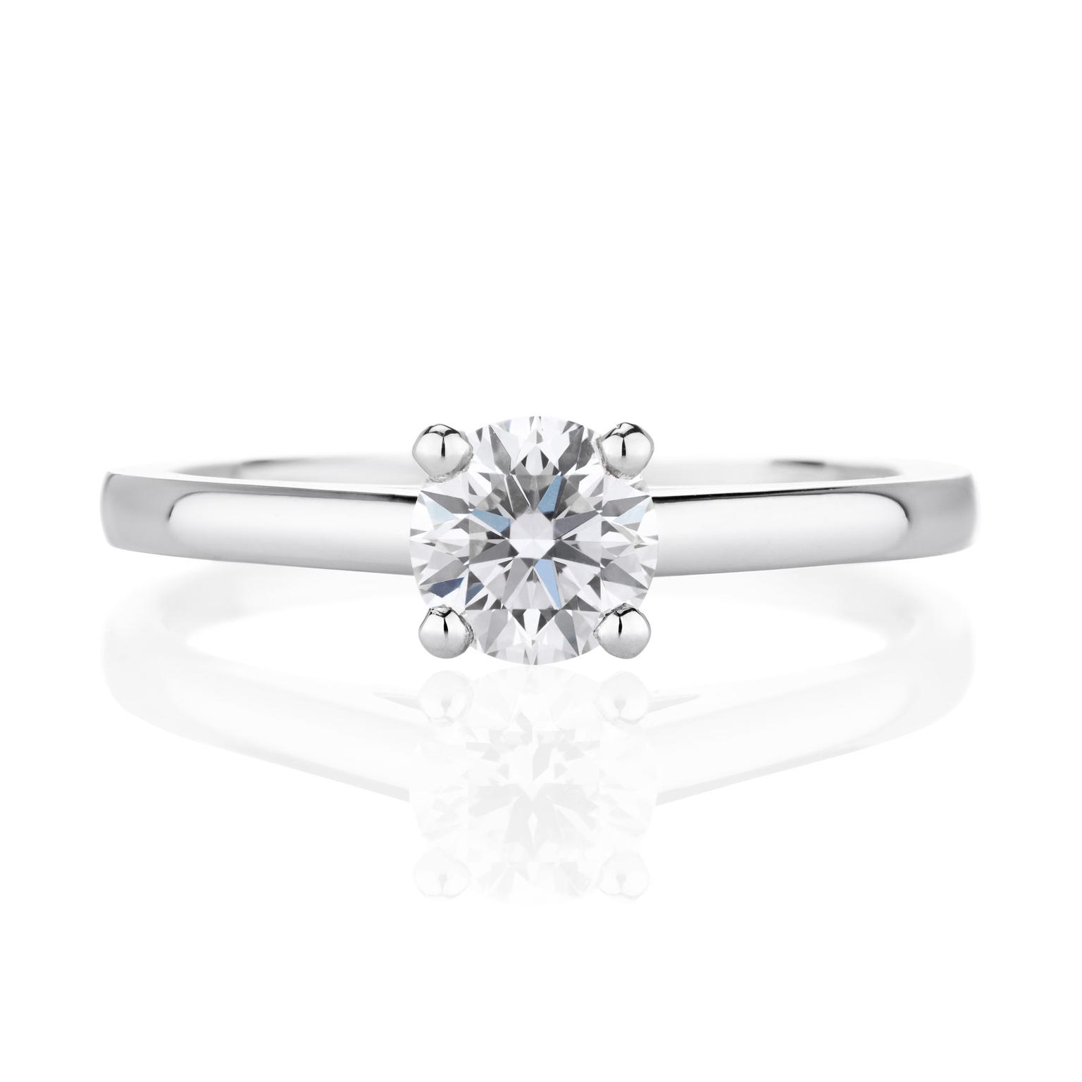 De Beers DB Classic 0.5ct round diamond engagement ring in platinum