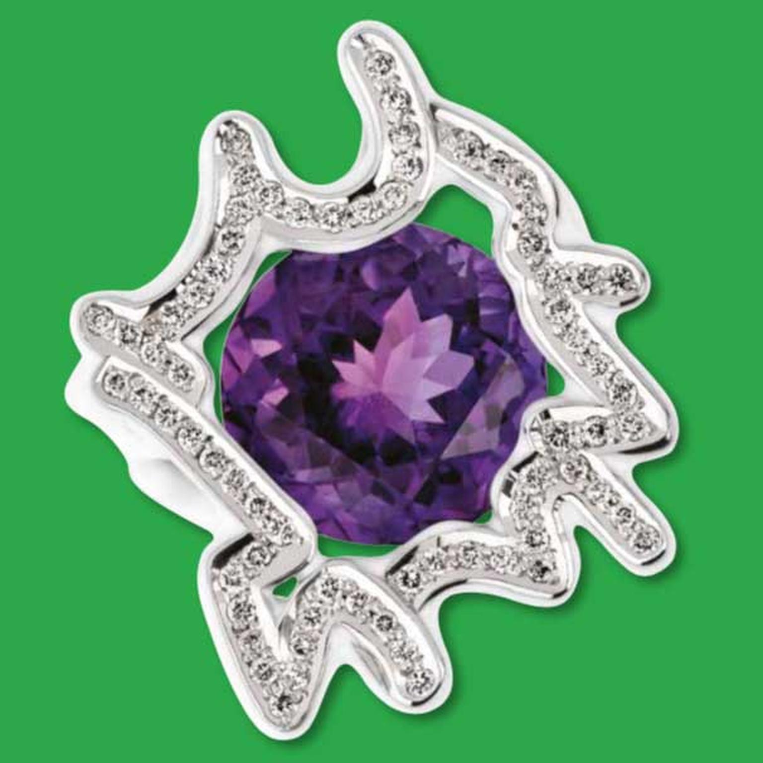 Solange Azagury-Partridge Scribbles white and purple ring