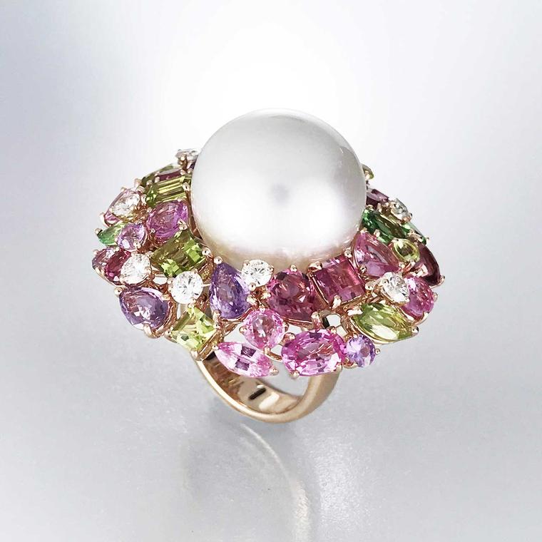 Margot McKinney Pink Orchid Australian South Sea pearl cocktail ring