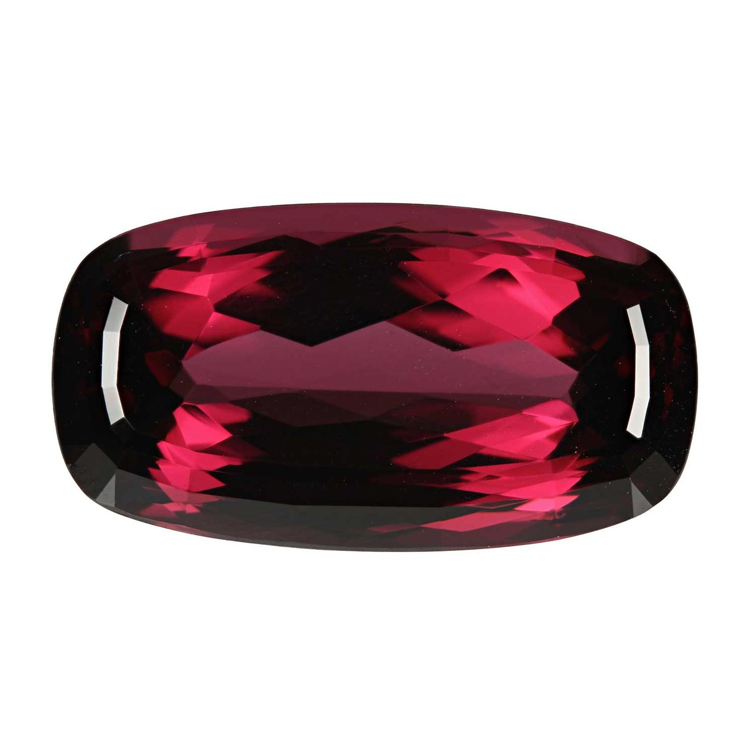 Hermann Lind faceted rhodolite in a rich red colour