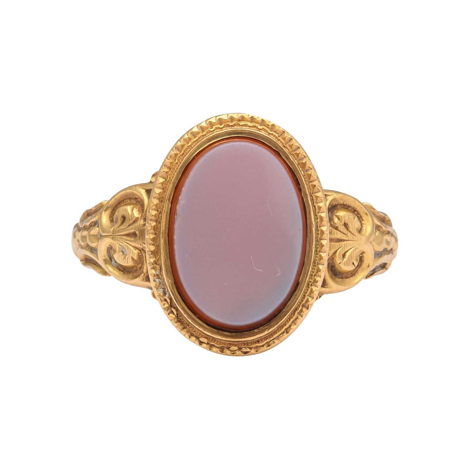 Marie E Betteley ring set with oval agate