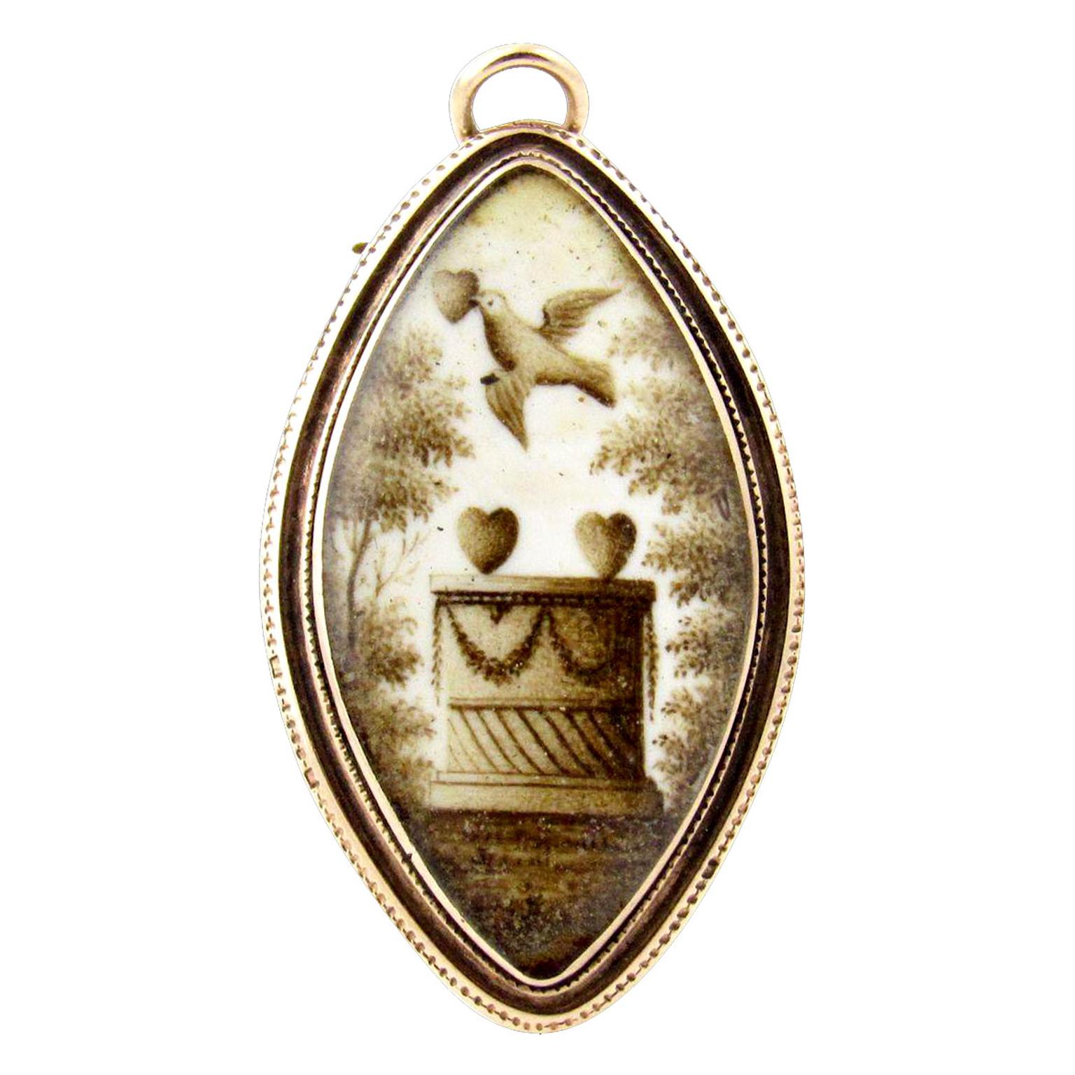 Zestful Vintage Sepia mourning brooch