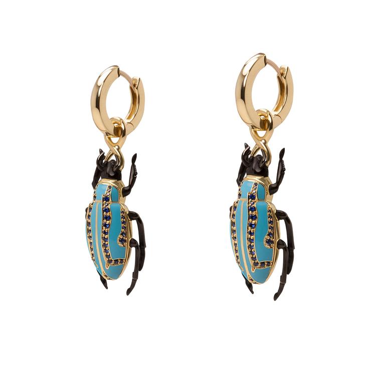 Ming Lampson Beetle enamel earrings