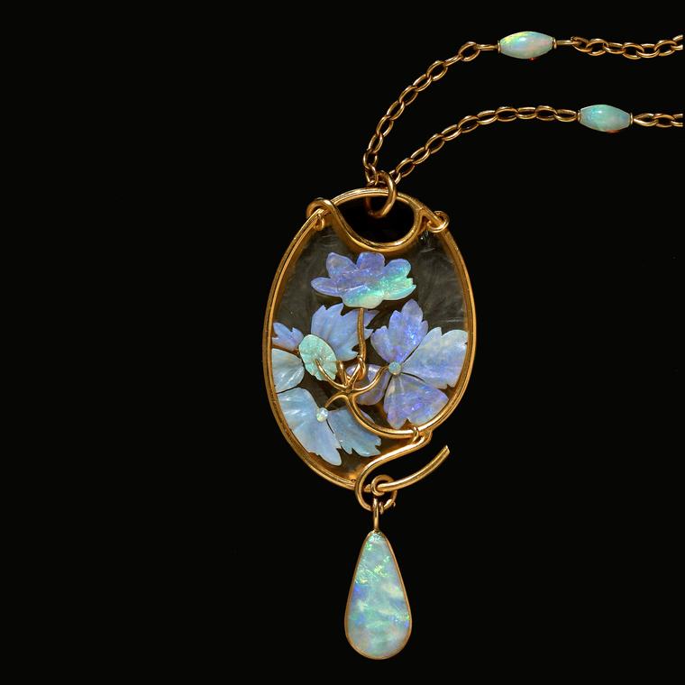 Wartski opal floral Lalique pendant