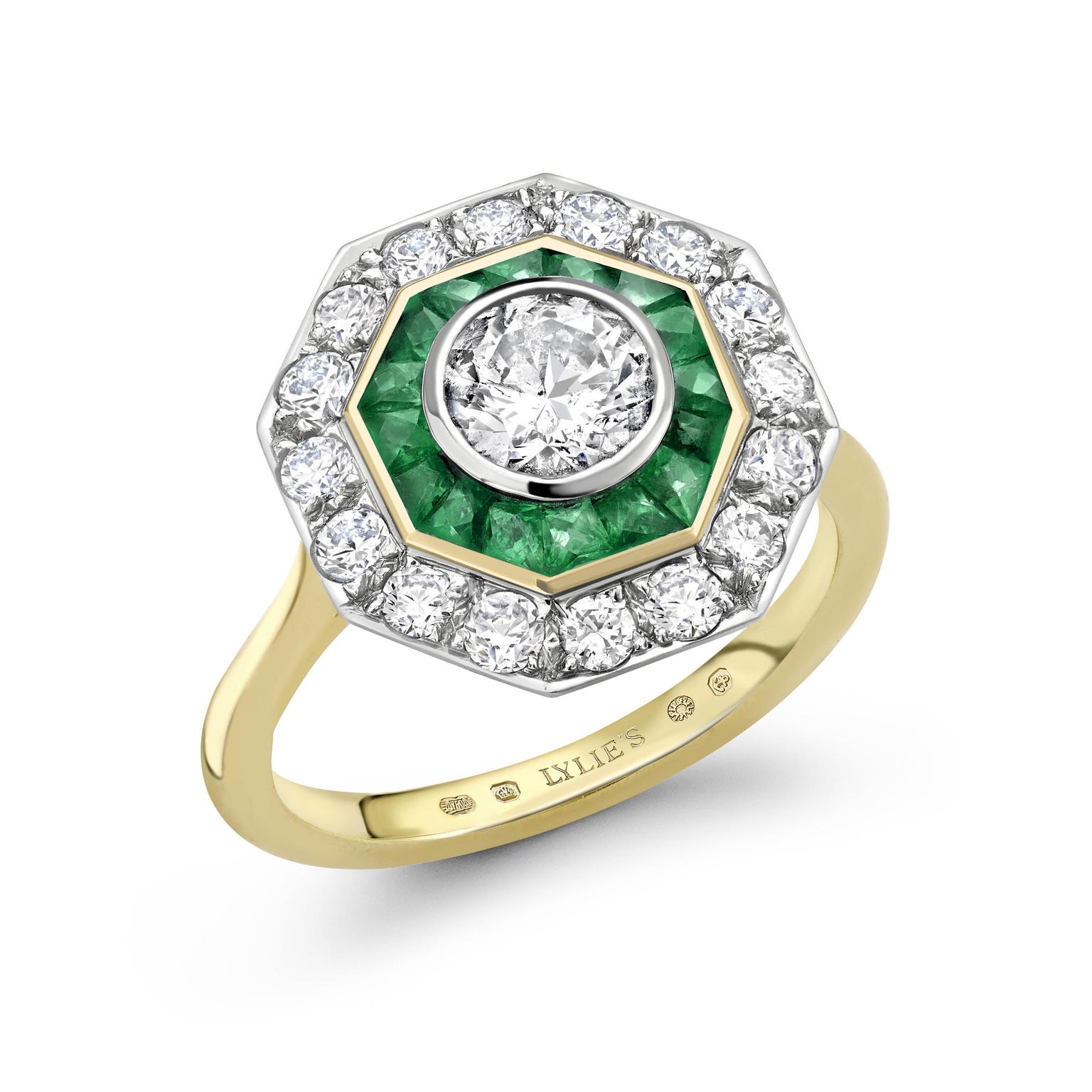 Emerald and diamond Bespoke Engagement ring by Lylie