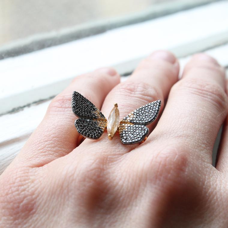 Astley Clarke Phototaxis Magpie Moth ring