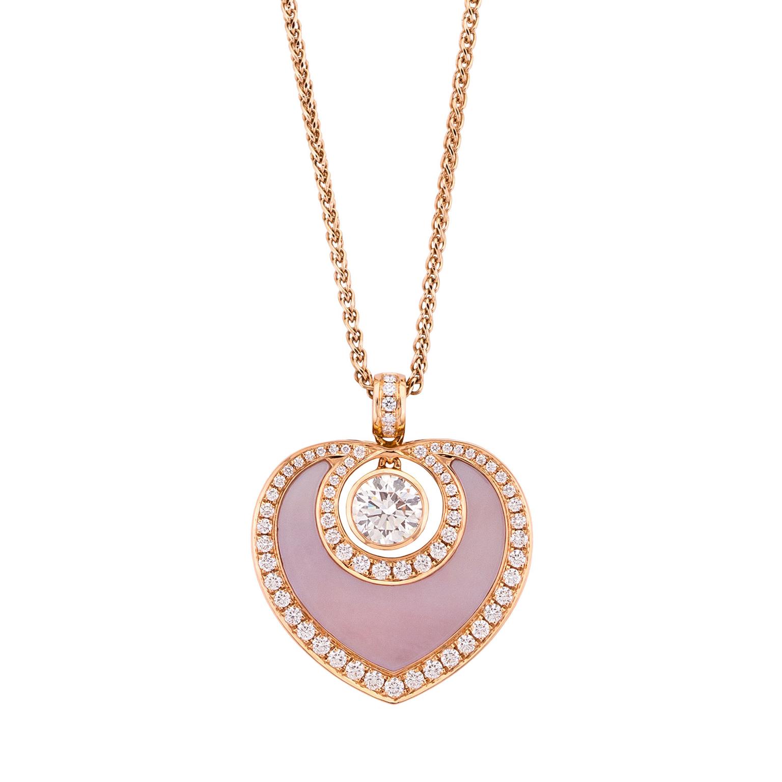 Boodles Sophie pendant in rose gold, diamond and mother-of-pearl