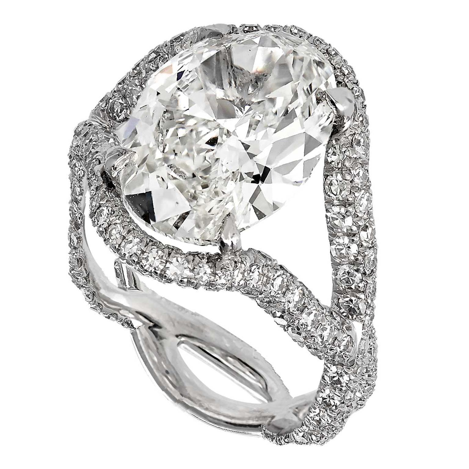 David Morris oval diamond twisted shank engagement ring