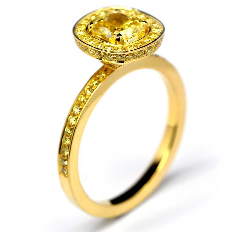 Bespoke Andrew Geoghegan yellow diamond engagement ring