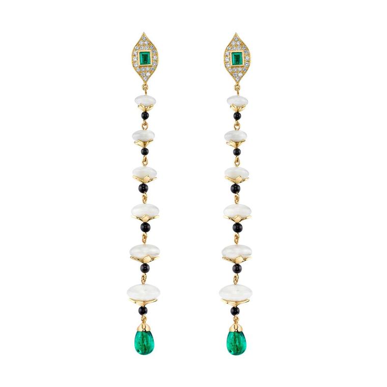 KC Sukamto emerald and Tagua nut earrings