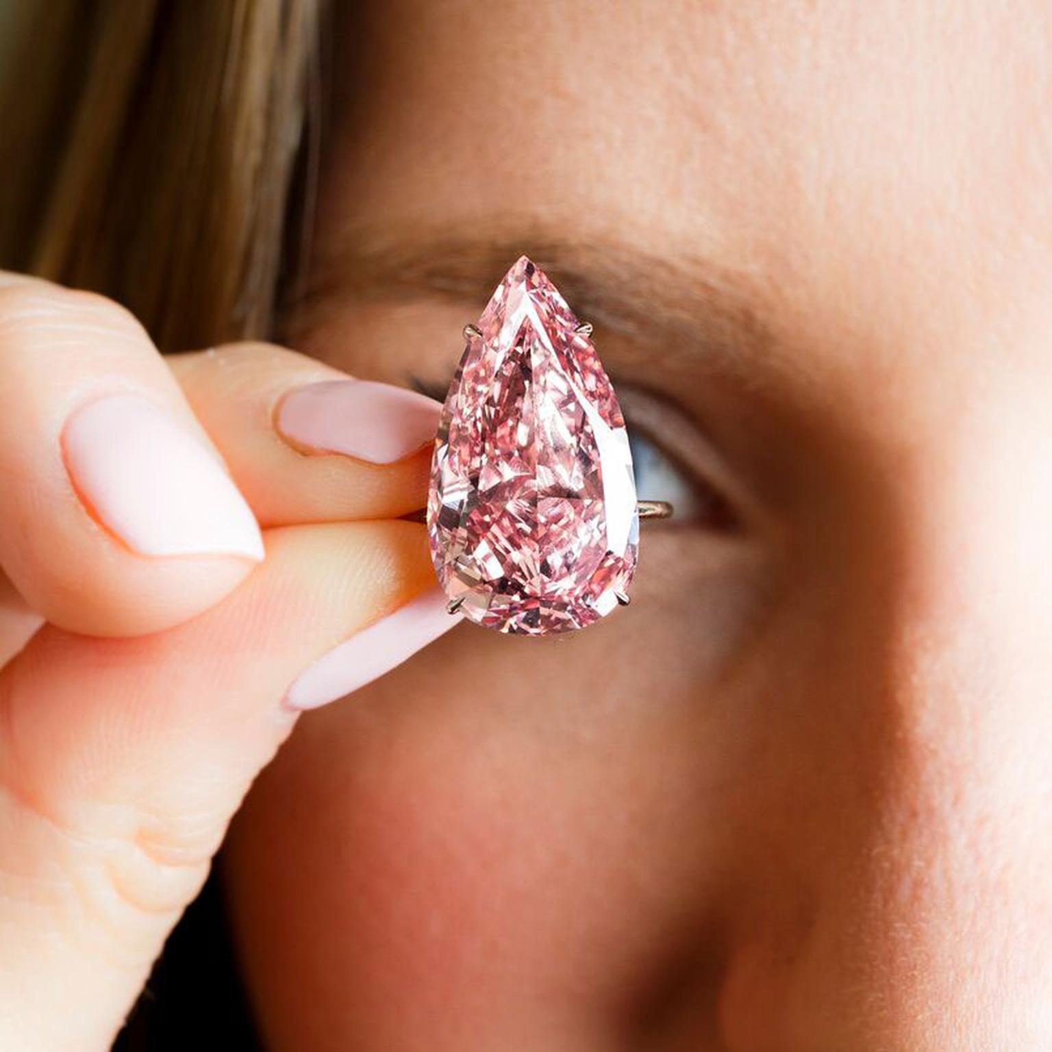 Unique Pink - largest pear-shape pink diamond