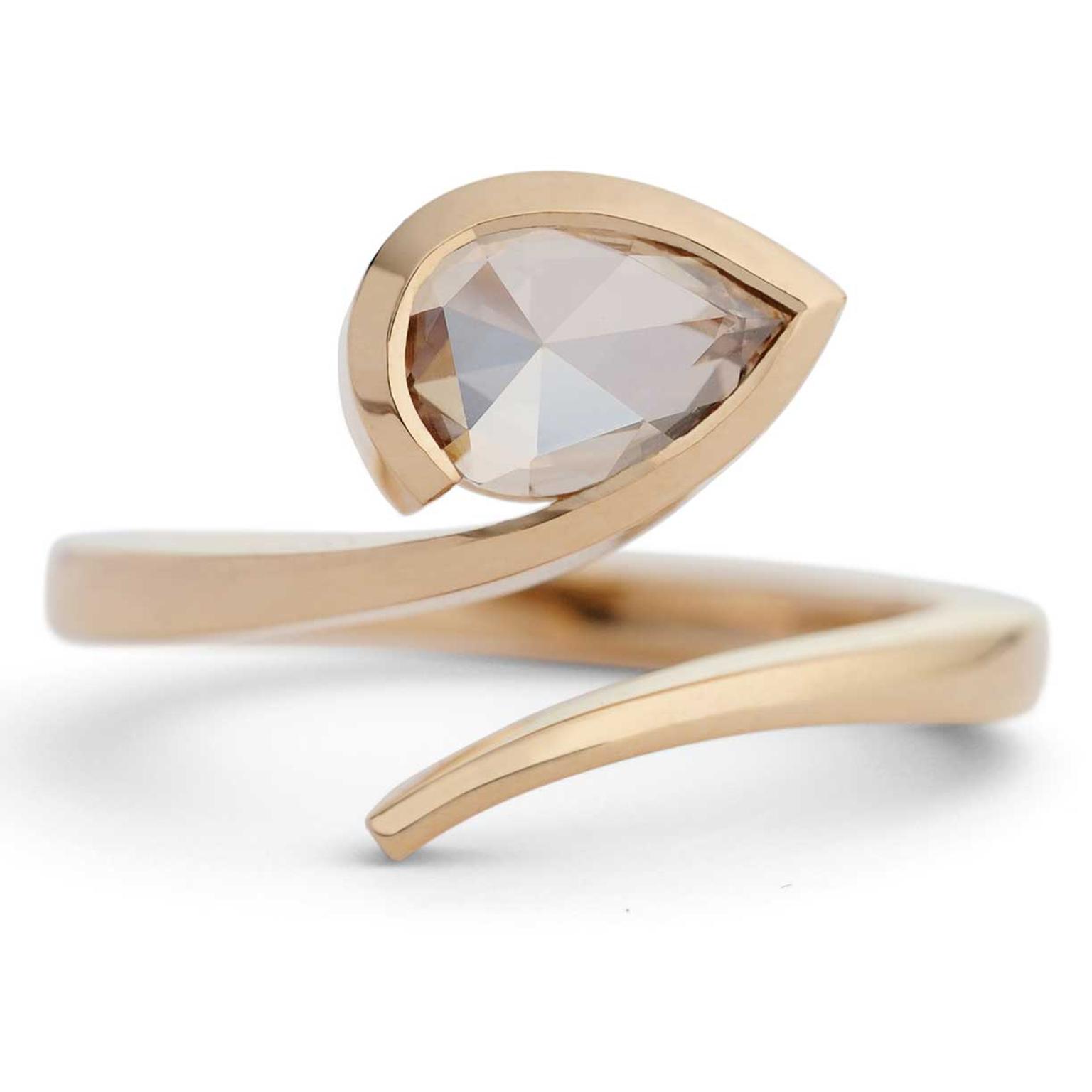 McCaul Goldsmiths pear-shaped cognac diamond engagement ring