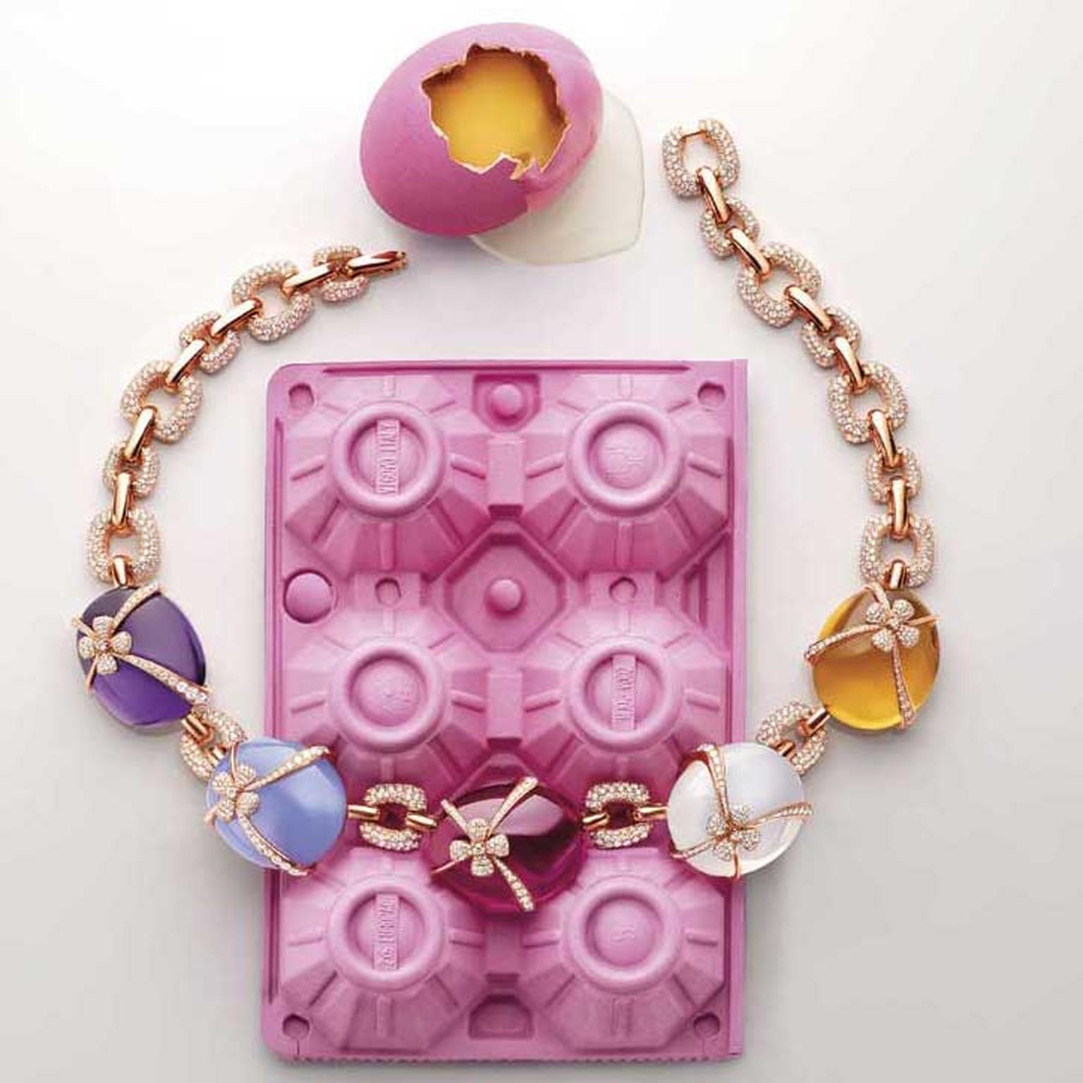 Eggs necklace from Bulgari Wild Pop high jewellery collection in pink gold