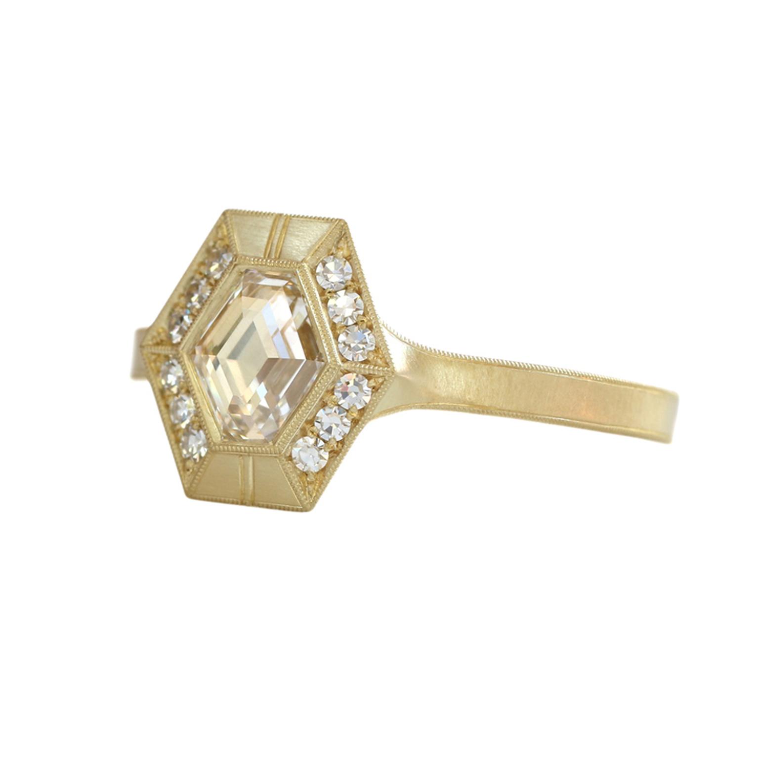 Erika Winters Lois Halo vintage-style engagement ring
