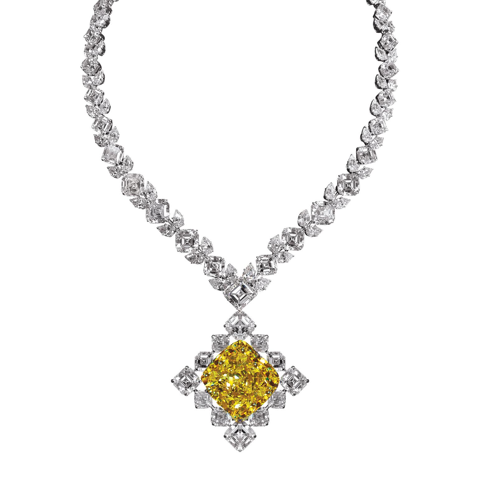 Jacob & Co 100ct Fancy Intense yellow diamond necklace