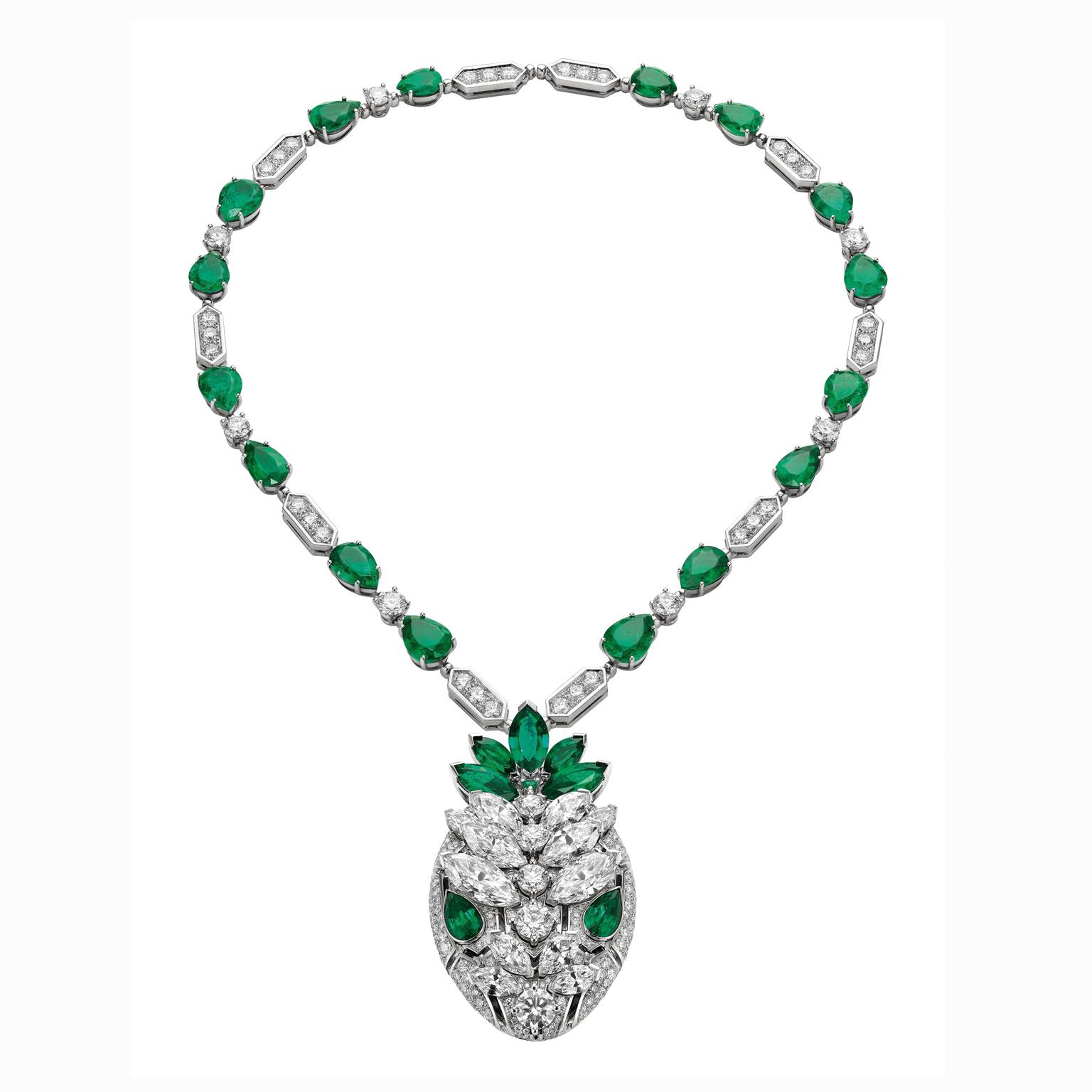 Bulgari Serpenti diamond and emerald necklace