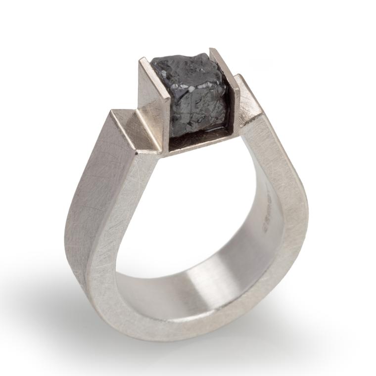 Rough diamond cube ring by Josef Koppmann