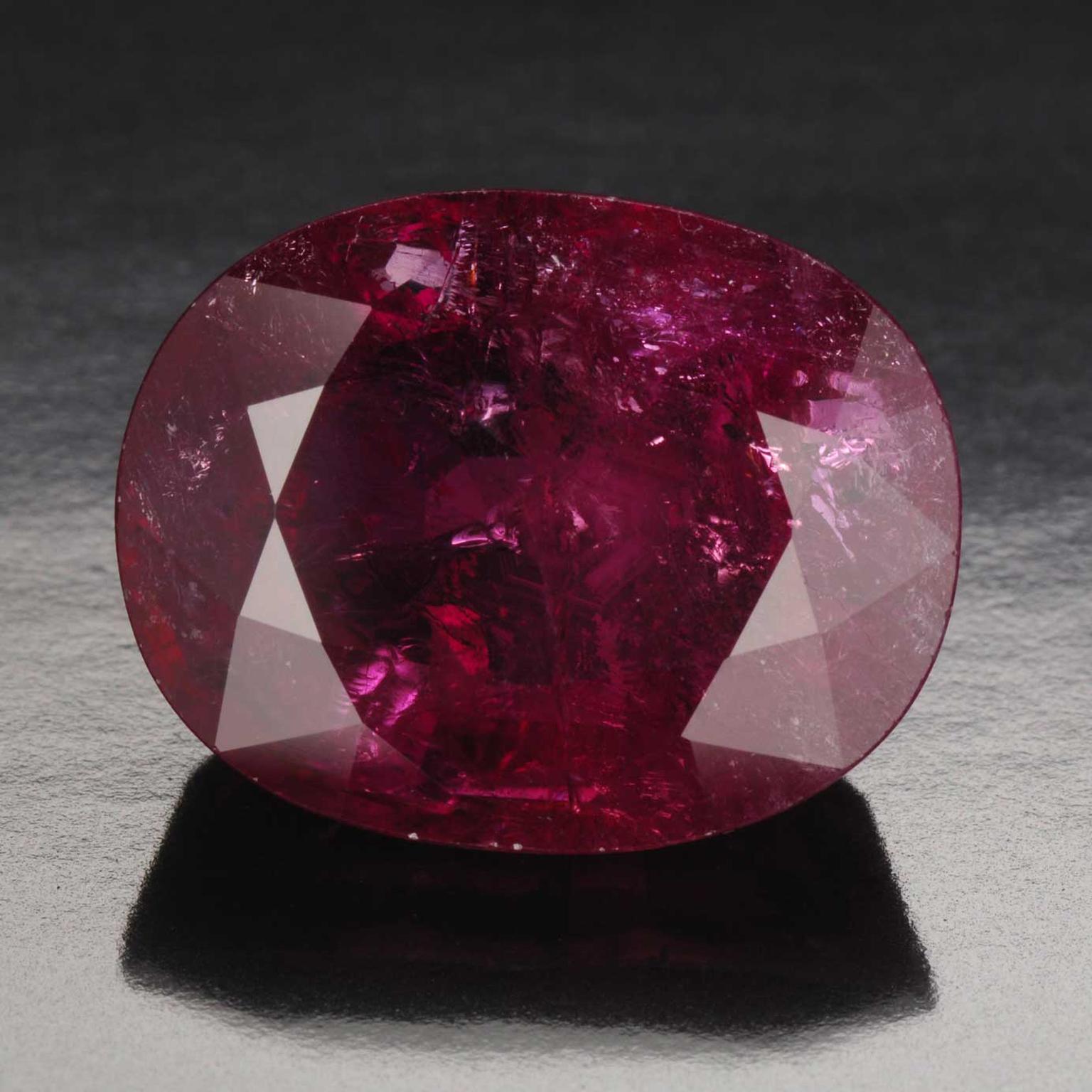 26 carat lead glass filled ruby Photo by Robert Weldon copyright GIA