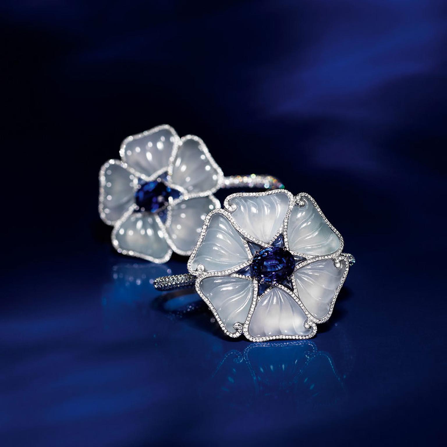 Edmond Chin blue sapphire, glass jadeite and white diamond bracelet