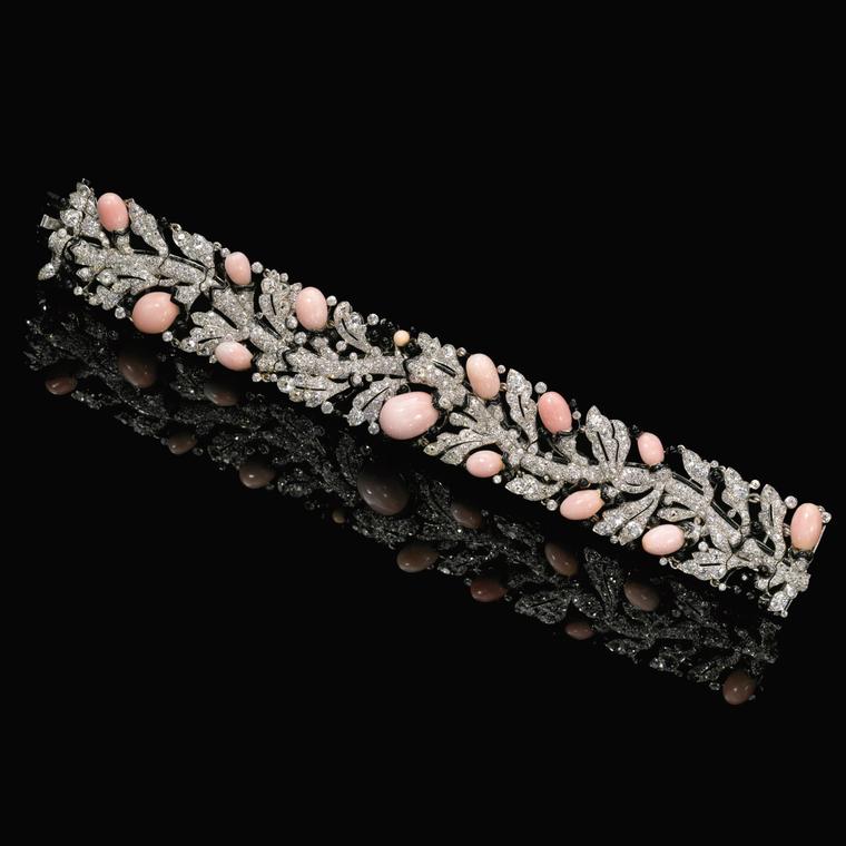 Cartier Art Deco conch pearl and diamond bracelet