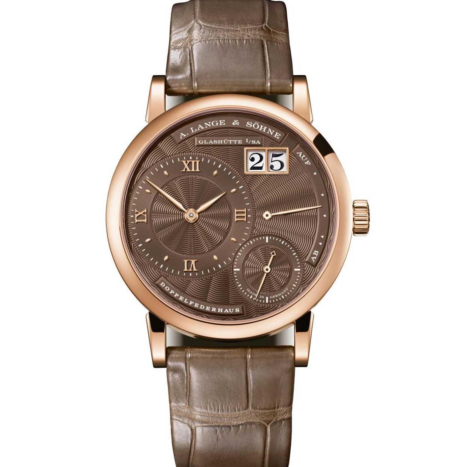A. Lange Soehne ladies Little Lange 1 in rose gold with a hand wound movement.