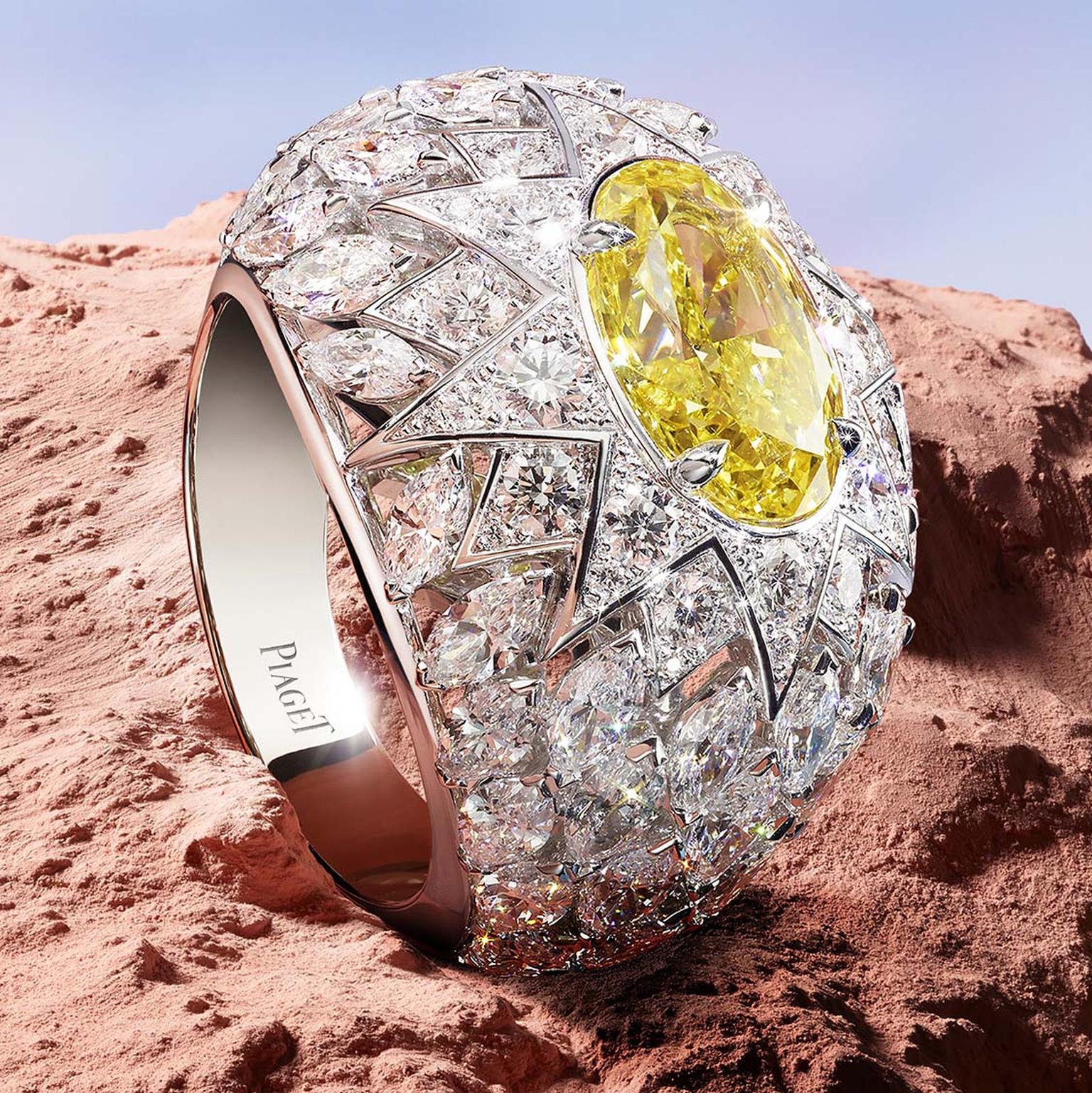 Piaget Golden Oasis Rising Star ring with yellow diamond