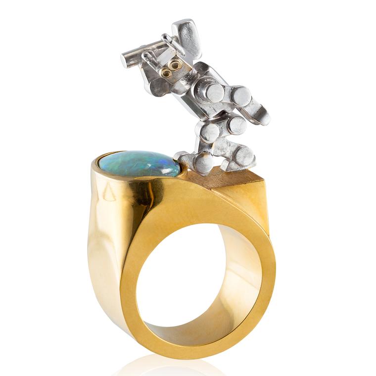 The Robot and the Unlucky Stone opal ring
