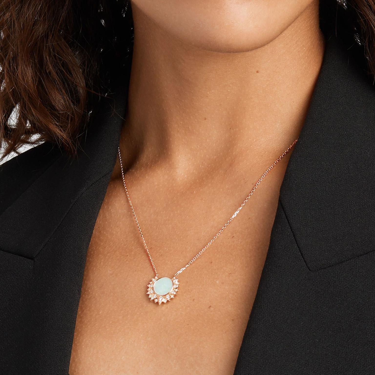 Piaget - Sunlight 18-karat rose gold, opal and diamond necklace