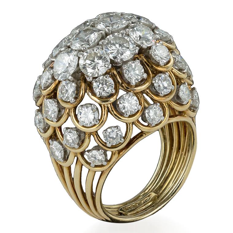 David Webb gold and diamond Bombe ring