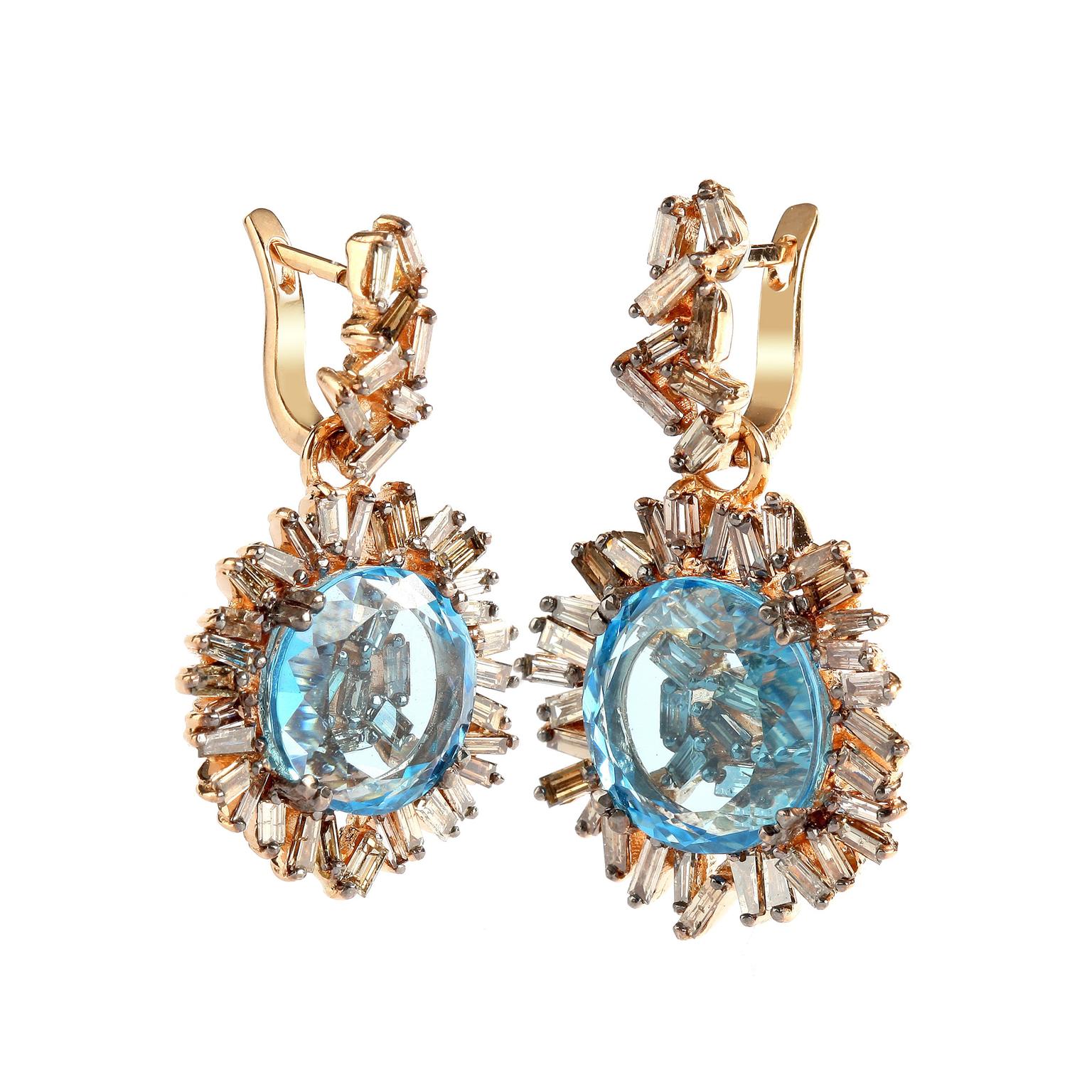 Suzanne Kalan blue topaz and diamond earrings