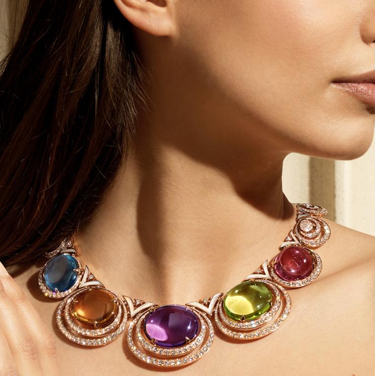 Multicolore necklace by Bulgari on model